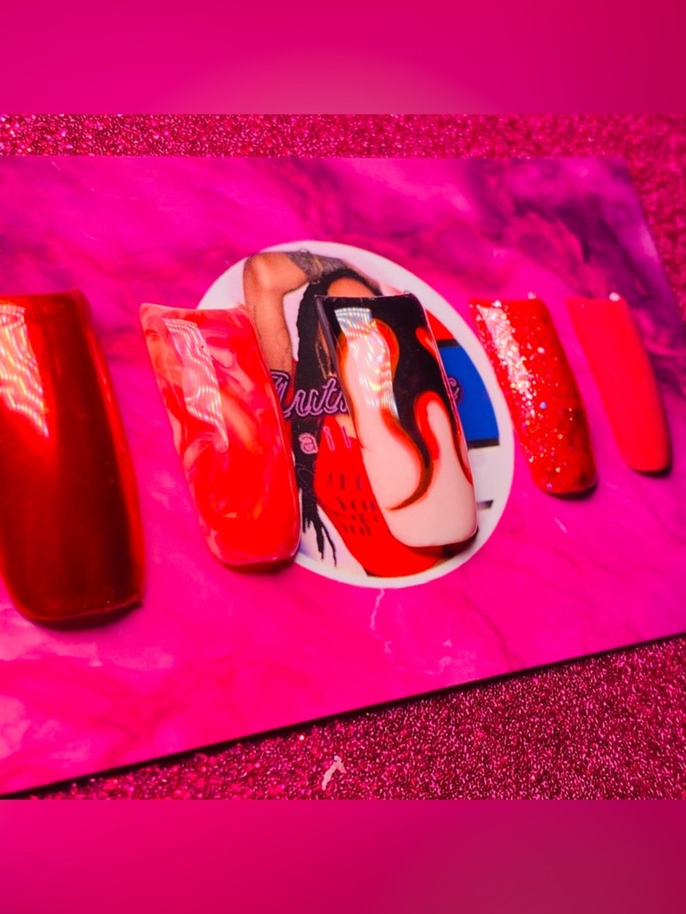 Red and Black flame Press-On Nails